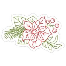 Christmas sketch poinsettia and leaves