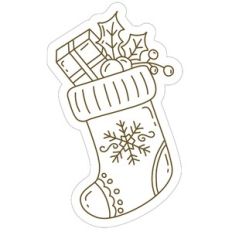 Sketch Christmas stocking with present and holy