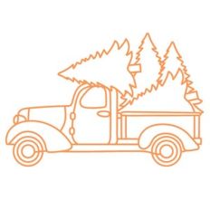 truck with christmas trees