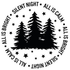 Silent Night Pine Tree Word Quote Circle