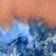 Blue Alcohol Ink and Gold Glitter Ombre Background Pattern