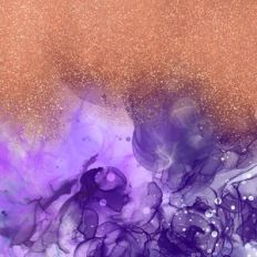 Purple Alcohol Ink and Gold Glitter Ombre Background Pattern