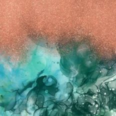 Green Alcohol Ink and Gold Glitter Ombre Background Pattern