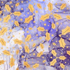 Purple Alcohol Ink and Gold Glitter Holly Background Pattern