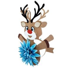 floral reindeer with christmas ball and card
