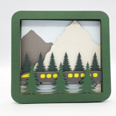 Mountain Train Layered Shadow Box