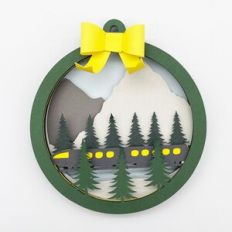 Mountain Train Layered Ornament