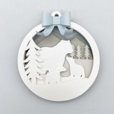 Polar Bear and Cubs Layered Ornament