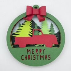 Christmas Tree Truck Layered Ornament