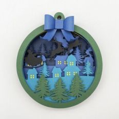 Santa Claus and Village Layered Ornament