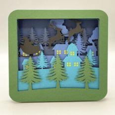 Santa Claus and Village Layered Picture and Frame