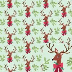Vintage Reindeer Printable Pattern on Mint Green Background