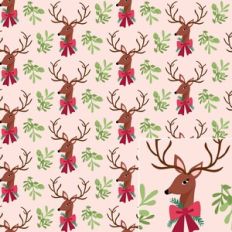 Vintage Reindeer Printable Pattern on a Pink Background