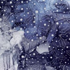 Navy Blue Alcohol Ink and Silver Glitter Holly Background Pattern
