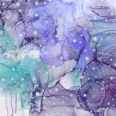 Alcohol Ink and Silver Glitter Holly Background Pattern
