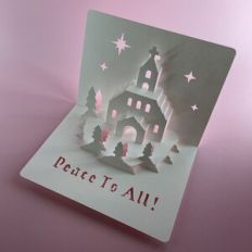 CHRISTMAS ALPINE CHURCH # 2 POPUP CARD