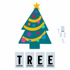 Christmas Tree Spelling Interactive Flashcard Game Activity