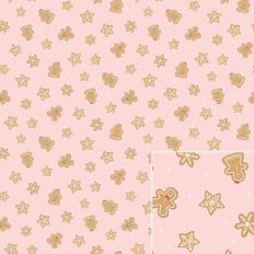 Gingerbread Men and Stars Cookies Printable Pattern on a Pink Backgrou