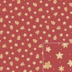 Gingerbread Men and Stars Cookies Printable Pattern on a Red Backgroun