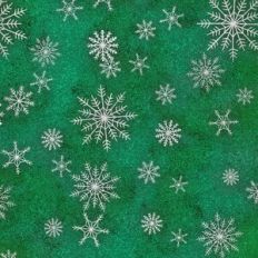 Green and Silver Glitter Snowflake Background Pattern