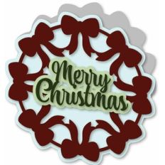 'Merry Christmas' Bow Wreath Card