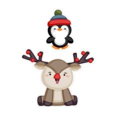 Christmas reindeer and penguin stickers
