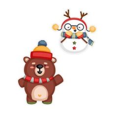 Christmas bear and snowman stickers