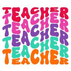 Retro Wavy Teacher Word Quote