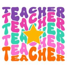 Retro Wavy Teacher Star Word Quote