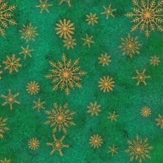Green and Gold Glitter Snowflake Background Pattern