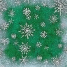 Green and Silver Framed Glitter Snowflake Background Pattern