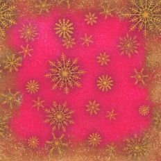 Red and Gold Framed Glitter Snowflake Background Pattern