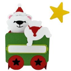 Polar Bears Christmas Train Car Card-in-a-Box