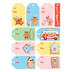 Beach Christmas Gingerbread Gift Tags