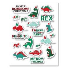 Christmas Dinosaur Sticker Sheet