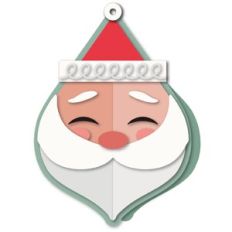 Card Orn Santa Face Curly Brim