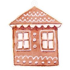 watercolor gingerbread house ornament