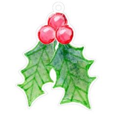watercolor holly ornament