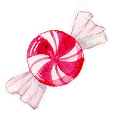 watercolor peppermint ornament