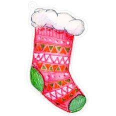 watercolor christmas stocking ornament