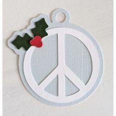 peace and holly gift tag