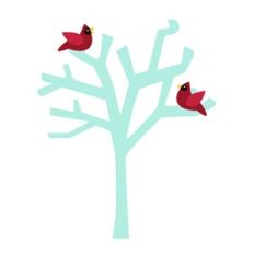 Red Birds in Winter Tree
