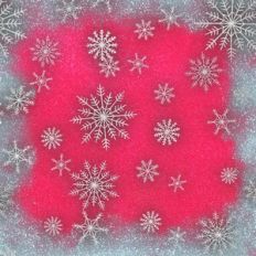 Red and Silver Framed Glitter Snowflake Background Pattern
