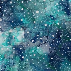 Blue Alcohol Ink and Silver Glitter Holly Background Pattern