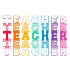 Retro Stacked Teacher Word Quote