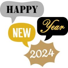 happy new year comic balloons