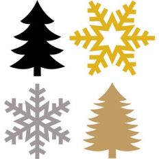 pine trees and snowflakes