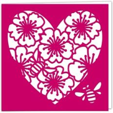 Wild Rose and Bee Heart Card