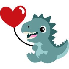 dinosaur with heart balloon