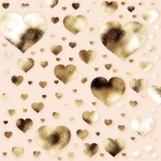 Foiled Gold Hearts Ivory Background Pattern